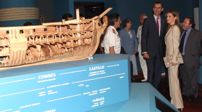 Their Royal Highnesses Prince Felipe and Princess Letizia of Asturias Attend the Opening of a New Exhibition at the Museo Naval de Madrid and Museo Arqueológico Nacional.