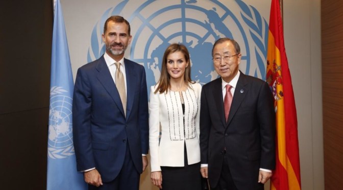 Their Majesties King Felipe VI and Queen Letizia of Spain Meet with the United Nations Secretary-General.