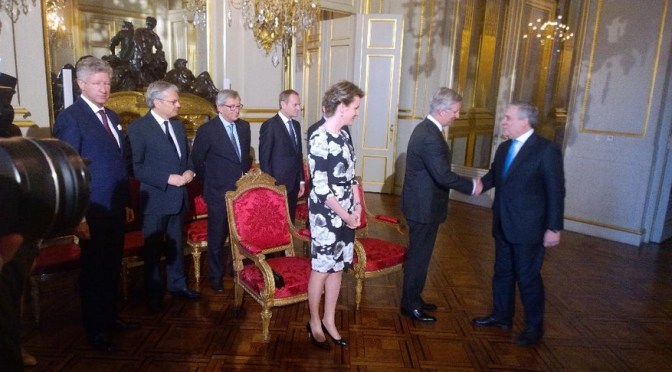 Their Majesties King Philippe and Queen Mathilde of Belgium Host a Reception.