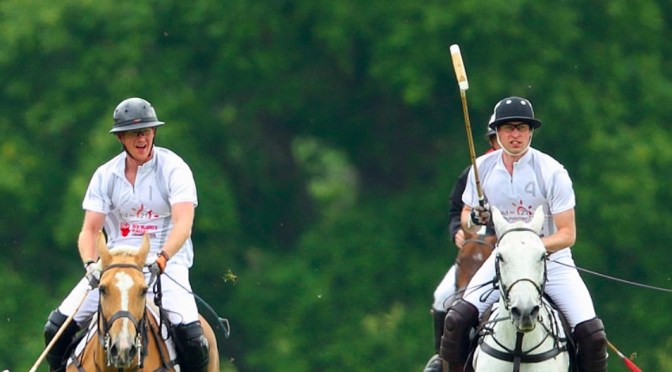 The Duke of Cambridge and Prince Harry of Wales Participate in a Polo Match.