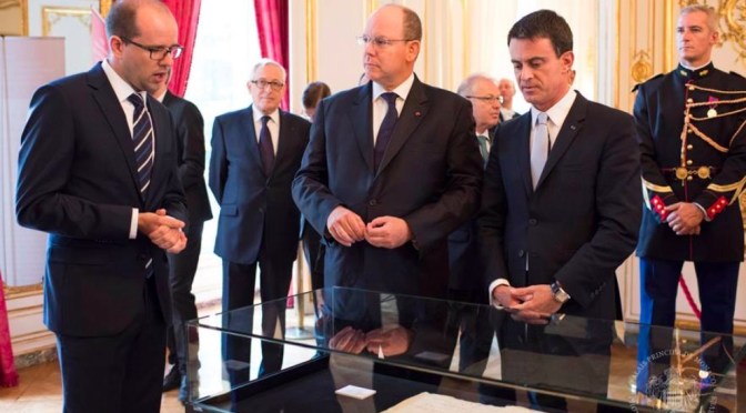 HSH Prince Albert II of Monaco Views an Exhibition in Paris, France.