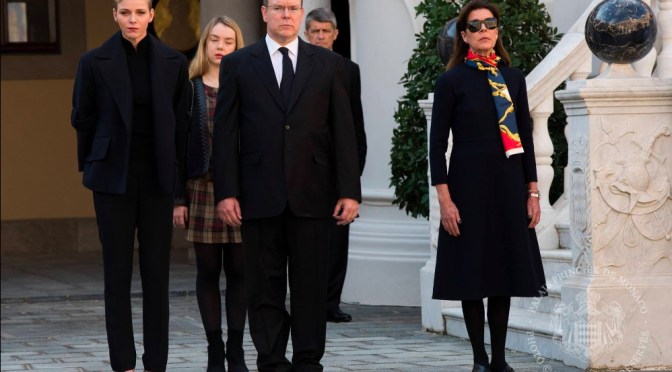 Members of the Princely Family of Monaco Observe a Moment of Silence.