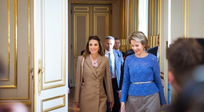 (VIDEOS) Her Majesty Queen Mathilde of Belgium Holds a Meeting with Her Majesty Queen Rania of Jordan in Brussels.